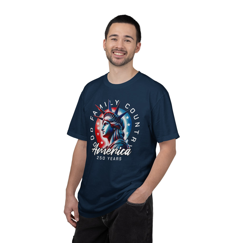 T-Shirt — America 250 Statue of Liberty Graphic Tee (God Family Country)