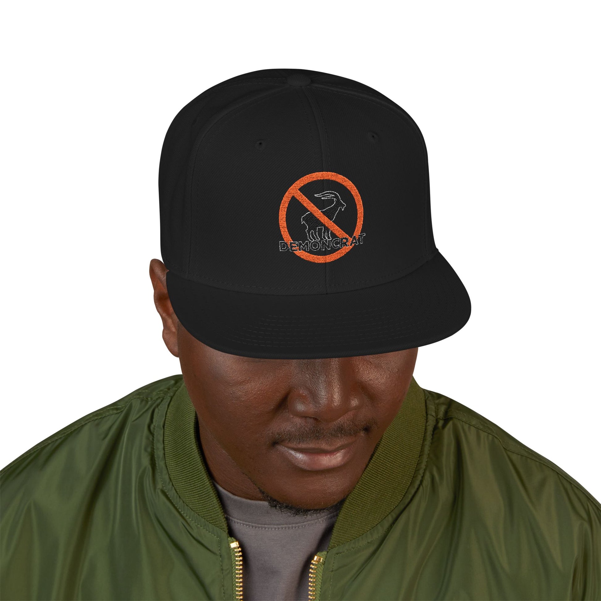 Patriotic 'Demoncrat' Snapback Hat — Anti-Democrat Embroidered Cap