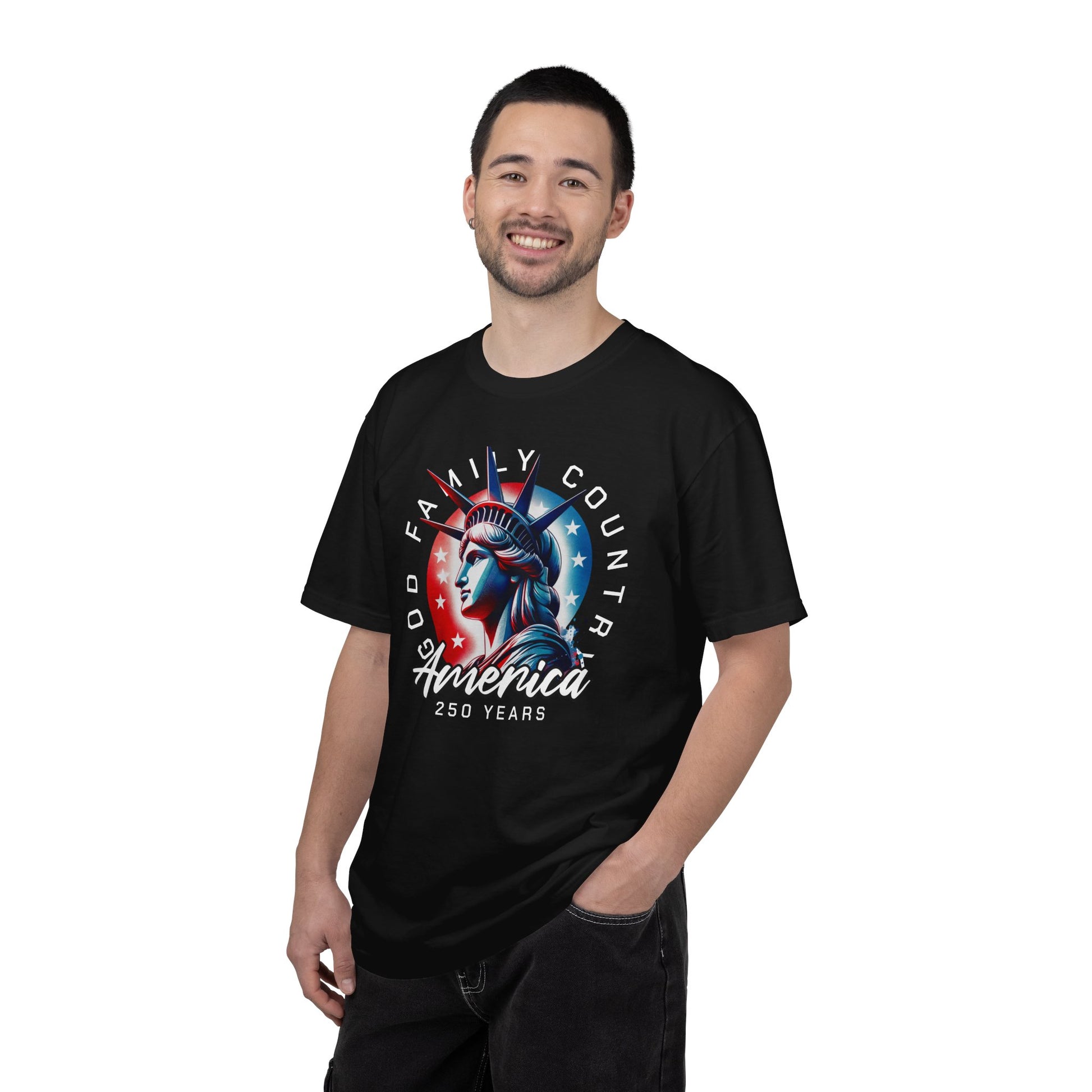 T-Shirt — America 250 Statue of Liberty Graphic Tee (God Family Country)