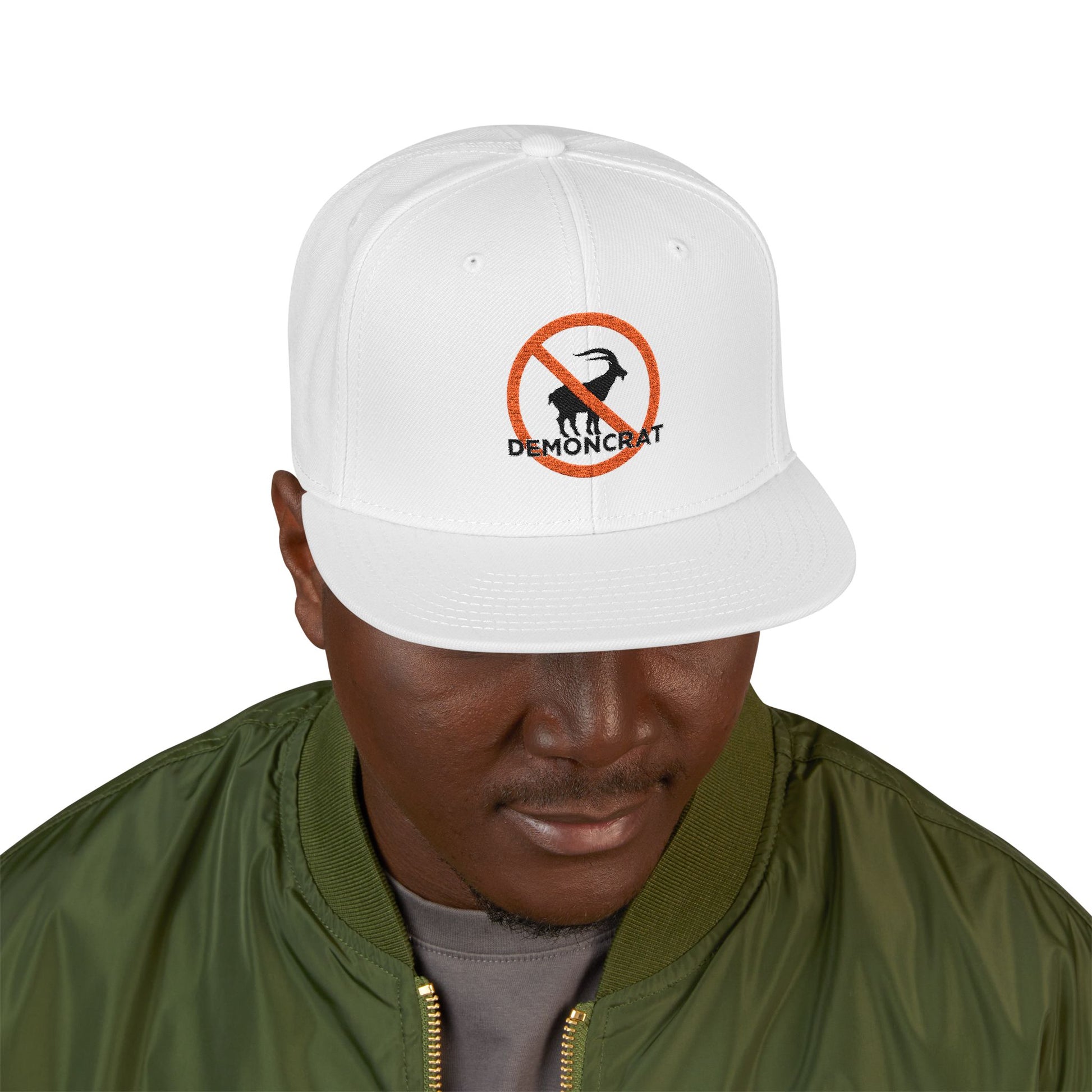 Patriotic 'Demoncrat' Snapback Hat — Anti-Democrat Embroidered Cap