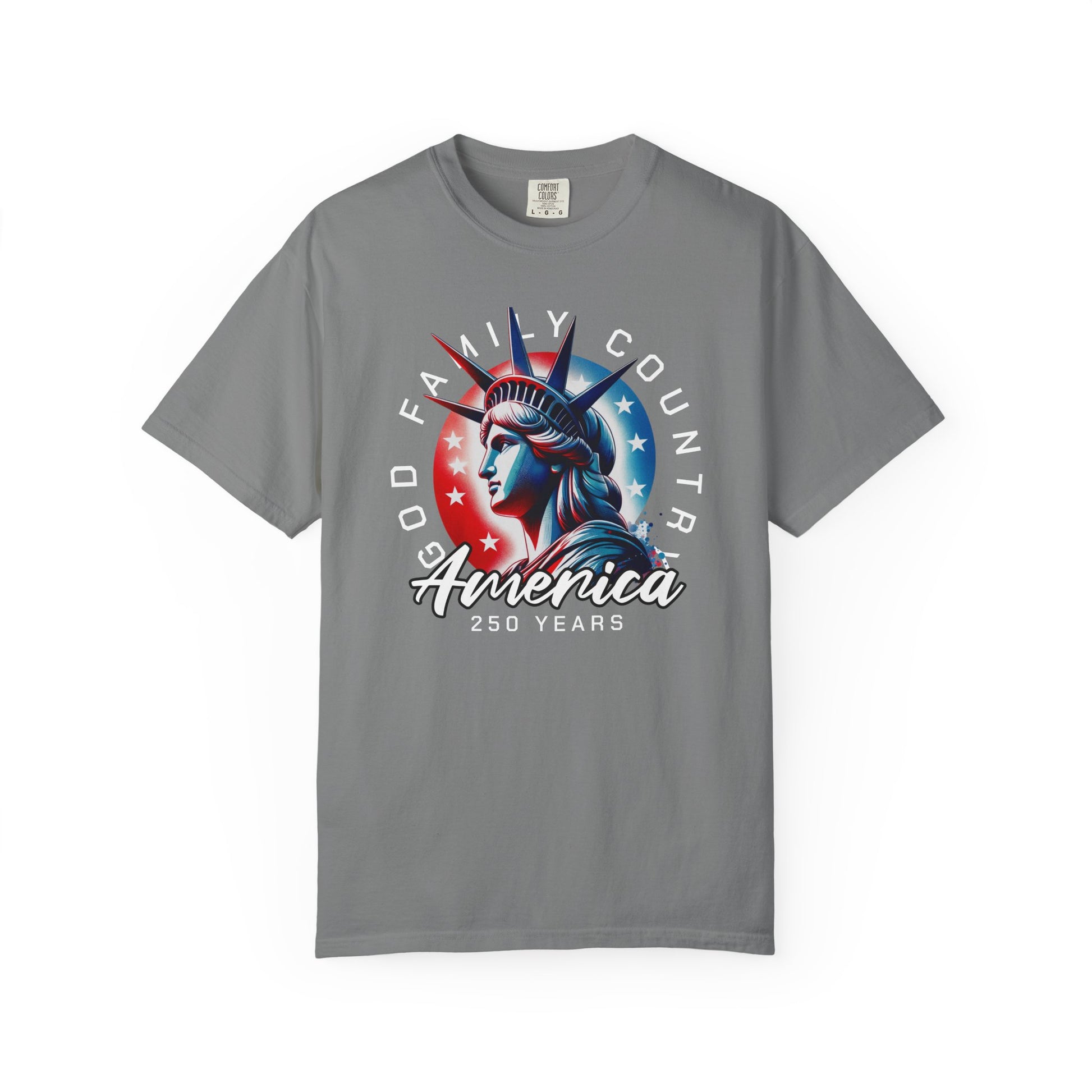 T-Shirt — America 250 Statue of Liberty Graphic Tee (God Family Country)