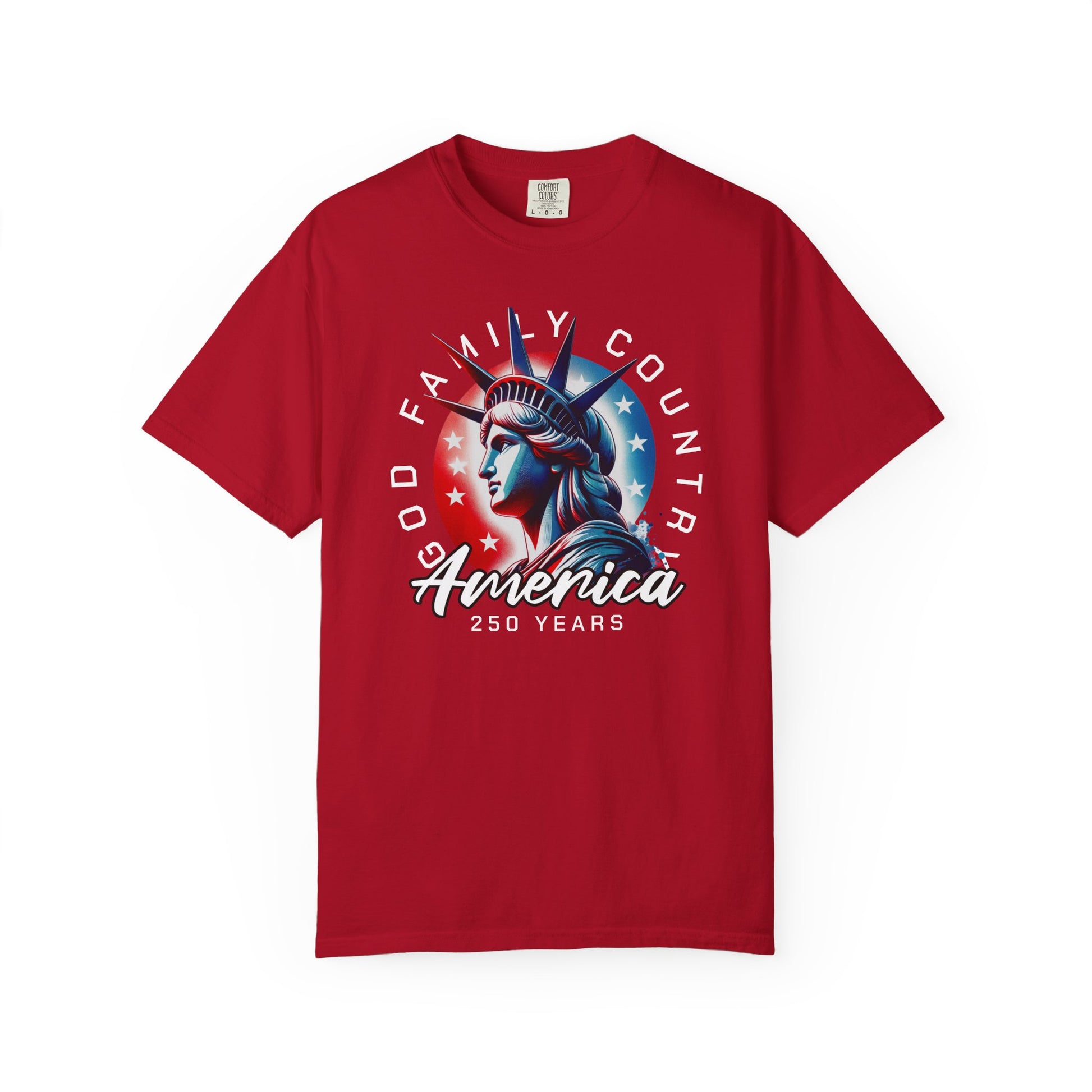T-Shirt — America 250 Statue of Liberty Graphic Tee (God Family Country)