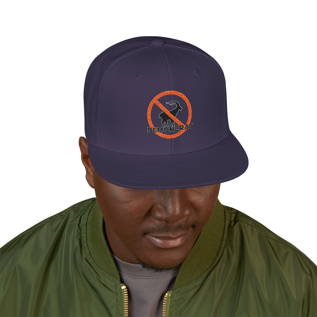 Patriotic 'Demoncrat' Snapback Hat — Anti-Democrat Embroidered Cap