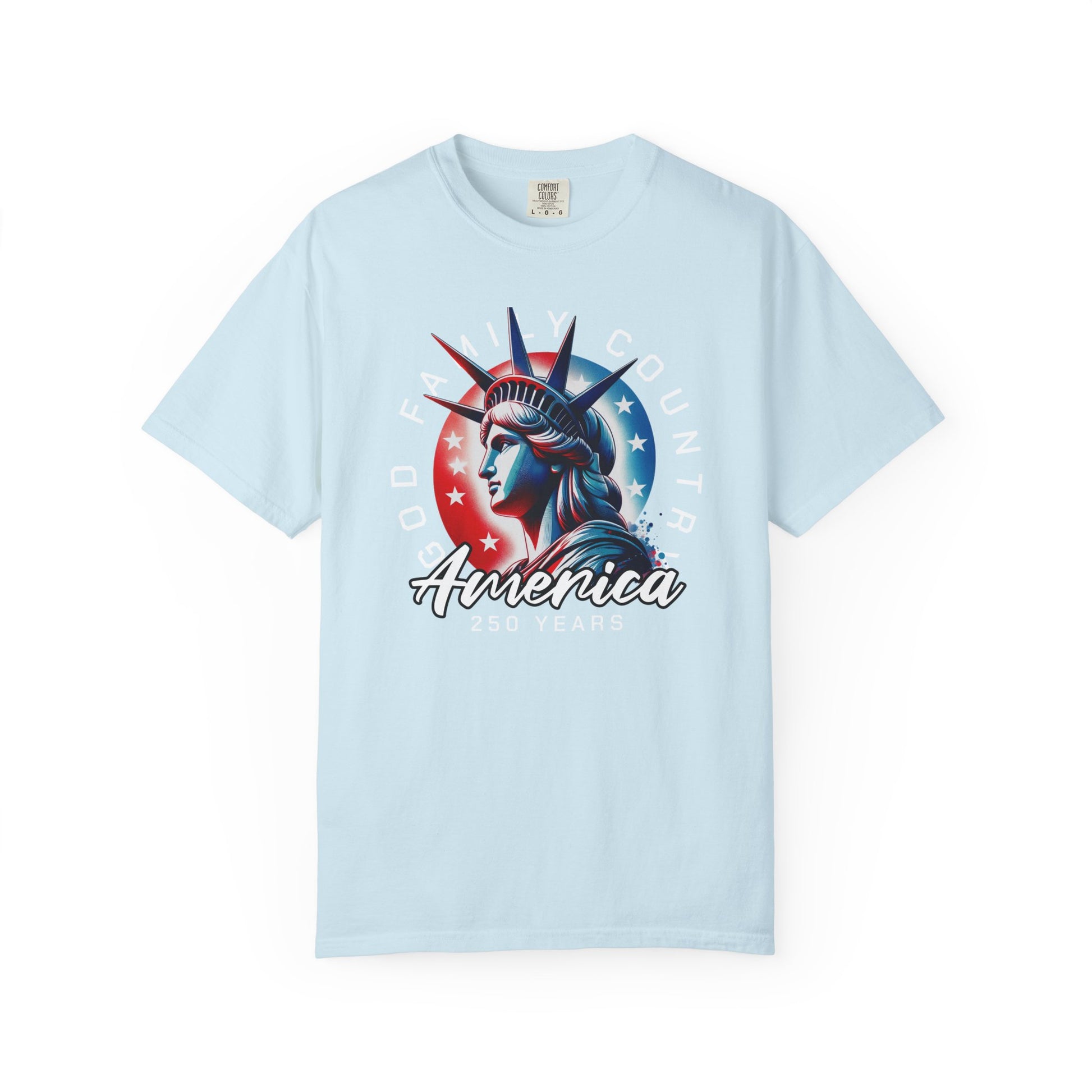 T-Shirt — America 250 Statue of Liberty Graphic Tee (God Family Country)