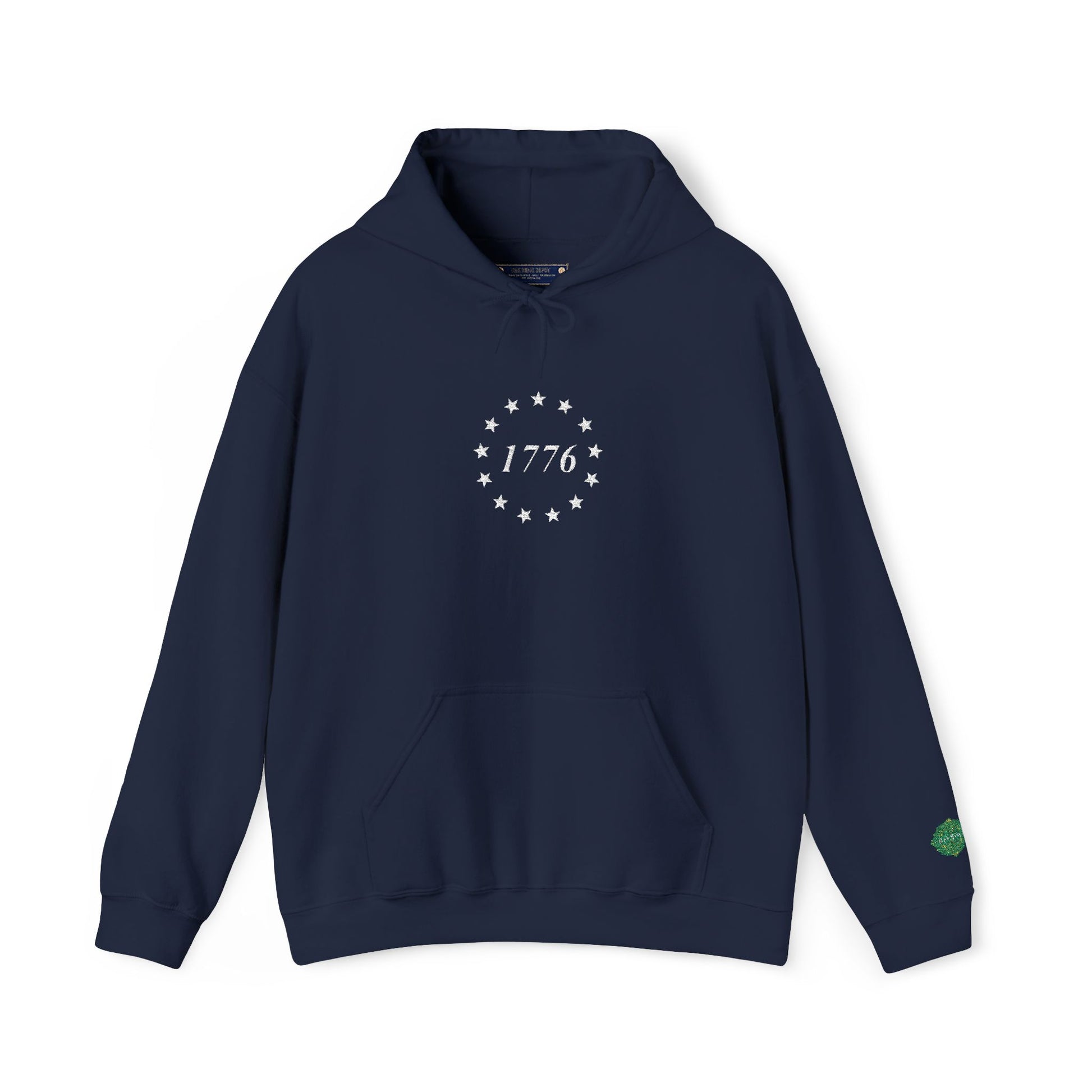 Patriotic Embroidered 1776 Hoodie — American Independence Sweatshirt