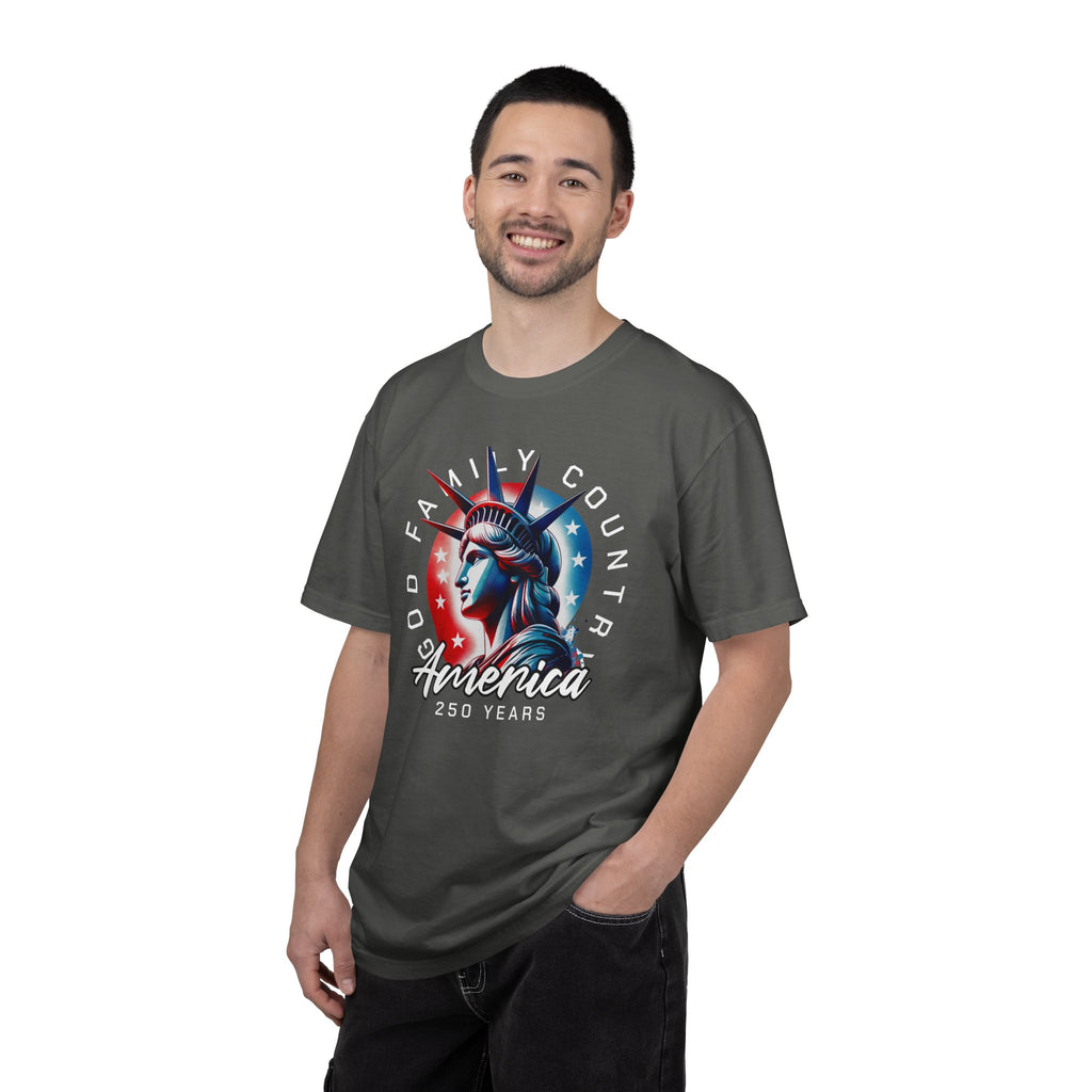 T-Shirt — America 250 Statue of Liberty Graphic Tee (God Family Country)