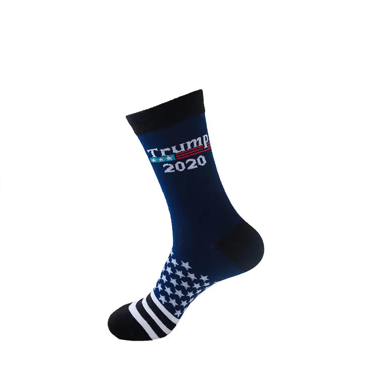 Men's Cotton Mid-Calf Socks with Trump Flag Design
